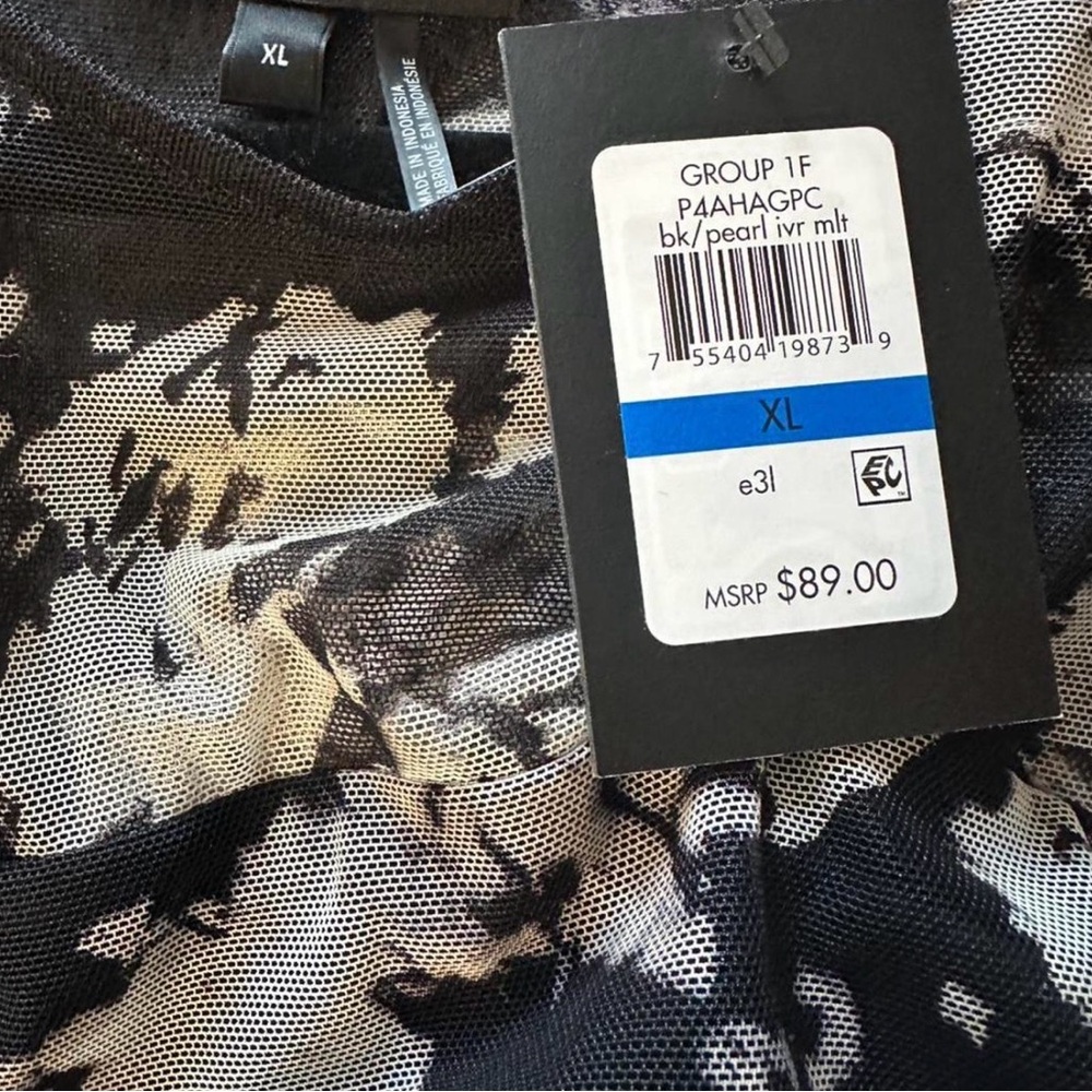DKNY Women's Printed Mesh Ruched Long-Sleeve Top - Picture 4 of 4